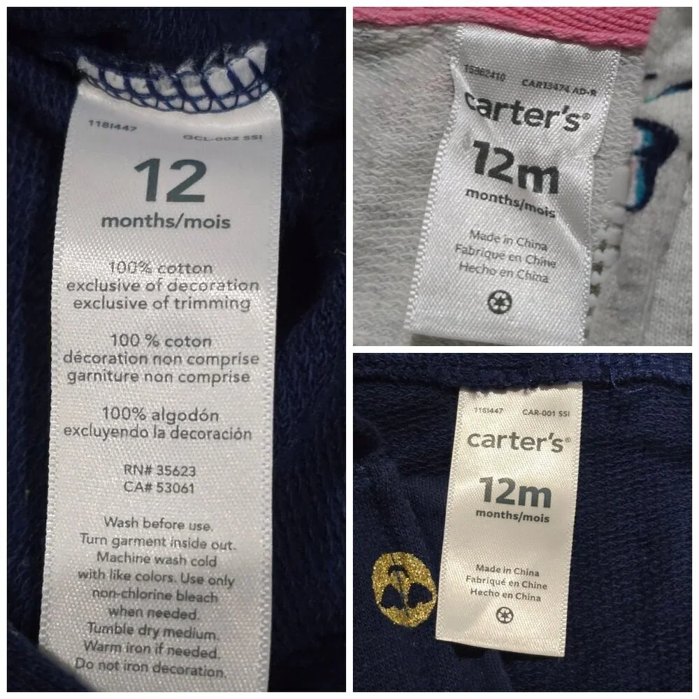 Carters Baby Girls Hooded Romper Jumpsuit 2 Pack Butterfly Smiley Face EUC 12M